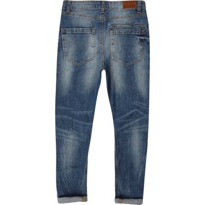 Boys mid blue wash Tony slouch fit jeans